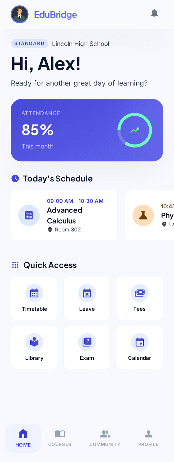 Open the dashboard — Vidyasetu demo screenshot